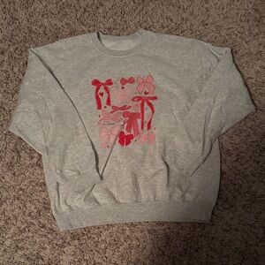 Gray and Pink Graphic Sweater